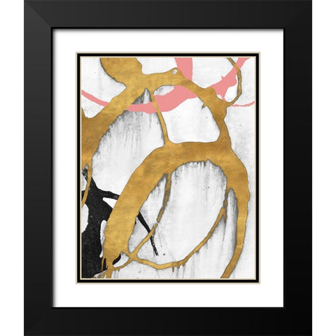 Rose Gold Strokes II Black Modern Wood Framed Art Print with Double Matting by Morris, Megan