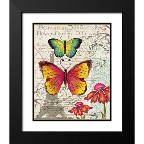 Paris Butterflies I Black Modern Wood Framed Art Print with Double Matting by Medley, Elizabeth