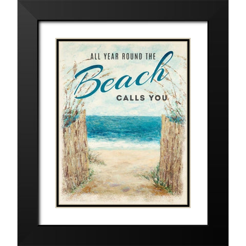 Beach Calls You Black Modern Wood Framed Art Print with Double Matting by Coolick, Ann Marie
