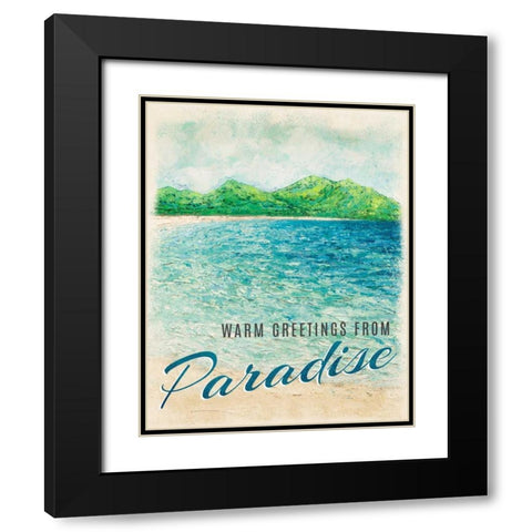 Greetings From Paradise Black Modern Wood Framed Art Print with Double Matting by Coolick, Ann Marie