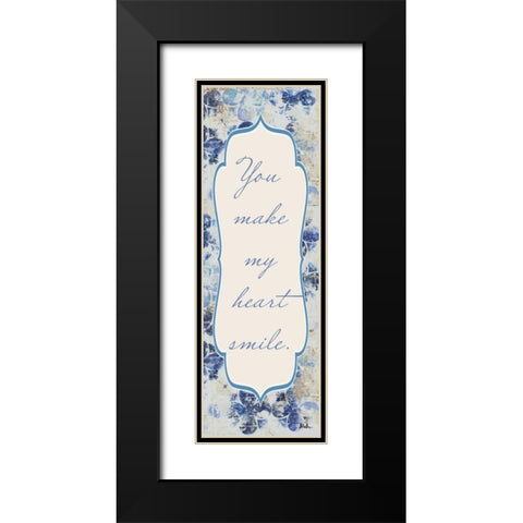 Blue Quadrefoil With Words I Black Modern Wood Framed Art Print with Double Matting by Pinto, Patricia