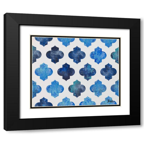 Clean Blue Quatrefoil I Black Modern Wood Framed Art Print with Double Matting by Pinto, Patricia