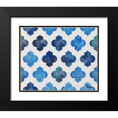 Clean Blue Quatrefoil I Black Modern Wood Framed Art Print with Double Matting by Pinto, Patricia