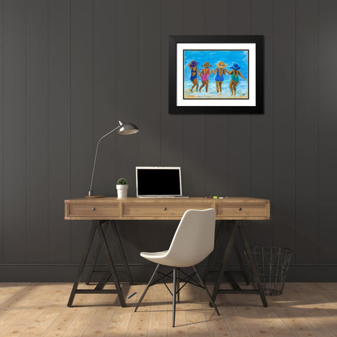 Ladies on the Beach I Black Modern Wood Framed Art Print with Double Matting by DeRice, Julie