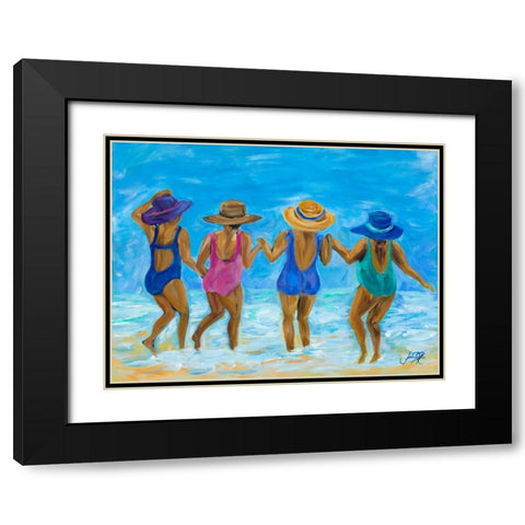 Ladies on the Beach I Black Modern Wood Framed Art Print with Double Matting by DeRice, Julie