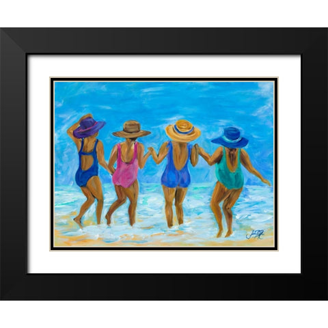 Ladies on the Beach I Black Modern Wood Framed Art Print with Double Matting by DeRice, Julie