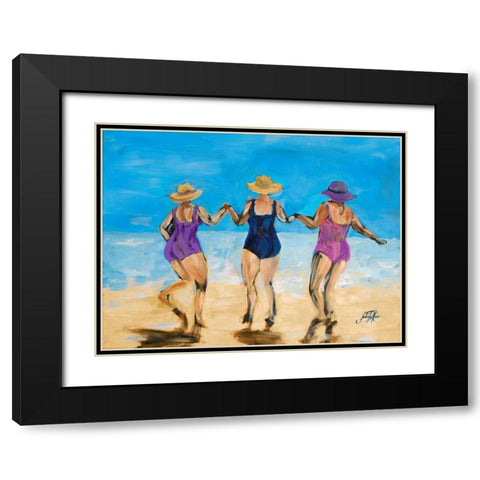 Ladies on the Beach II Black Modern Wood Framed Art Print with Double Matting by DeRice, Julie