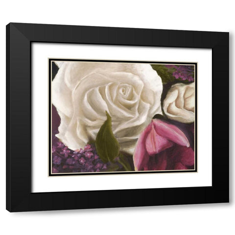 Among the White Roses Black Modern Wood Framed Art Print with Double Matting by Johnson, Walt
