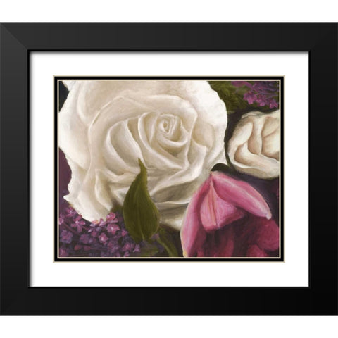 Among the White Roses Black Modern Wood Framed Art Print with Double Matting by Johnson, Walt