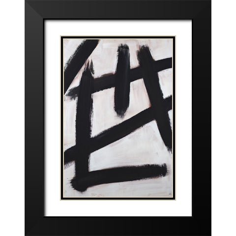 Ink Strokes Black Modern Wood Framed Art Print with Double Matting by Johnson, Walt