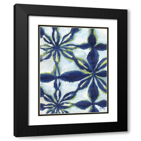 Green and Blue Shibori I Black Modern Wood Framed Art Print with Double Matting by Medley, Elizabeth