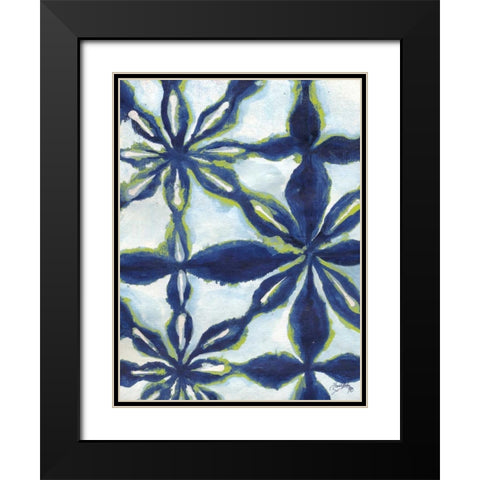 Green and Blue Shibori I Black Modern Wood Framed Art Print with Double Matting by Medley, Elizabeth