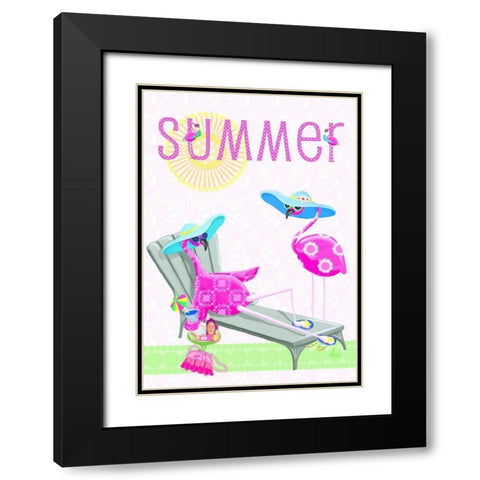 Flamingo Summer I Black Modern Wood Framed Art Print with Double Matting by Metz, Andi