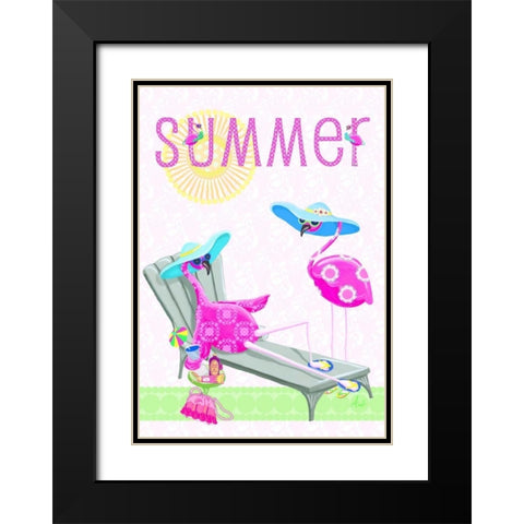 Flamingo Summer I Black Modern Wood Framed Art Print with Double Matting by Metz, Andi