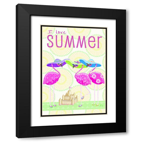 Flamingo Summer II Black Modern Wood Framed Art Print with Double Matting by Metz, Andi
