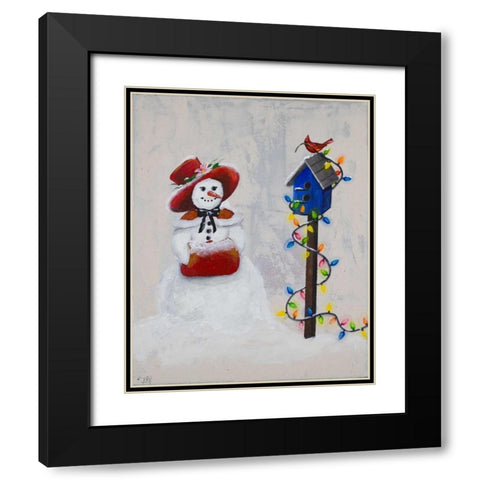 Jolly Snow Woman Black Modern Wood Framed Art Print with Double Matting by Hakimipour, Tiffany