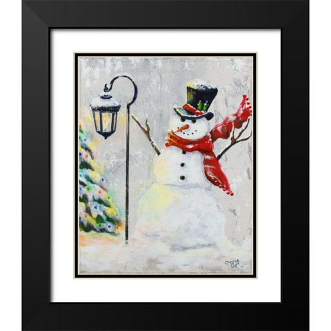 Jolly Snowman Black Modern Wood Framed Art Print with Double Matting by Hakimipour, Tiffany