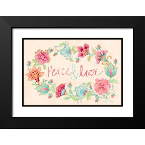 Peace and Love Wreath Black Modern Wood Framed Art Print with Double Matting by Gaynor, Janice