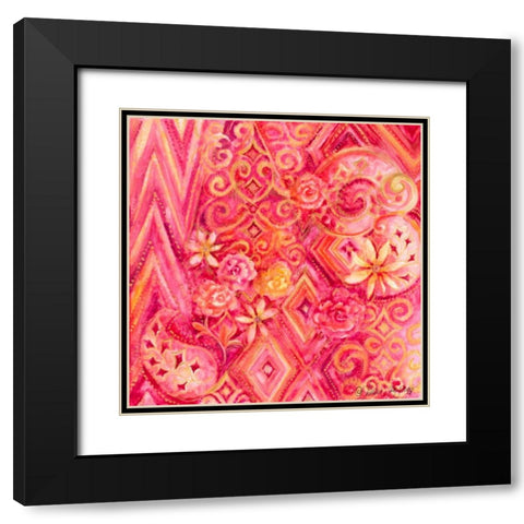 Pink Abstract Black Modern Wood Framed Art Print with Double Matting by Gaynor, Janice
