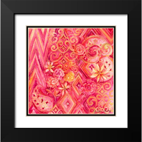 Pink Abstract Black Modern Wood Framed Art Print with Double Matting by Gaynor, Janice