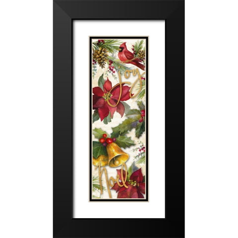 Christmas Poinsettia Panel I Black Modern Wood Framed Art Print with Double Matting by Loreth, Lanie