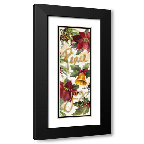 Christmas Poinsettia Panel II Black Modern Wood Framed Art Print with Double Matting by Loreth, Lanie