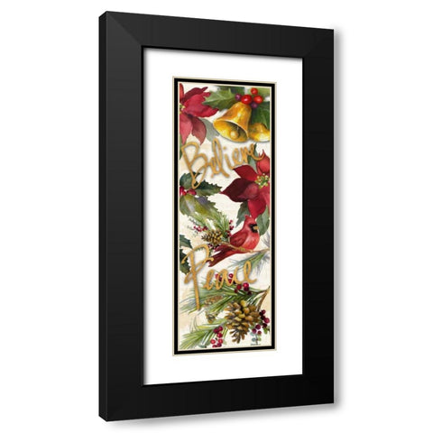 Christmas Poinsettia Panel III Black Modern Wood Framed Art Print with Double Matting by Loreth, Lanie