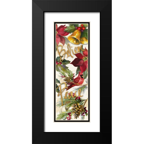 Christmas Poinsettia Panel III Black Modern Wood Framed Art Print with Double Matting by Loreth, Lanie