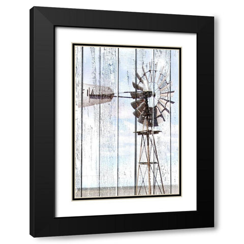 White Washed Windmill Black Modern Wood Framed Art Print with Double Matting by Coppel, Anna