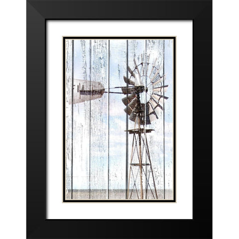 White Washed Windmill Black Modern Wood Framed Art Print with Double Matting by Coppel, Anna