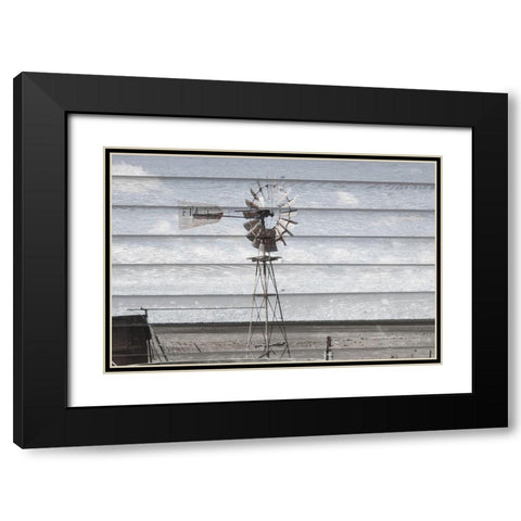 Rusted Windmill on Wood Black Modern Wood Framed Art Print with Double Matting by Coppel, Anna