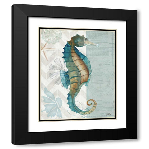 Nautical World II Black Modern Wood Framed Art Print with Double Matting by Medley, Elizabeth