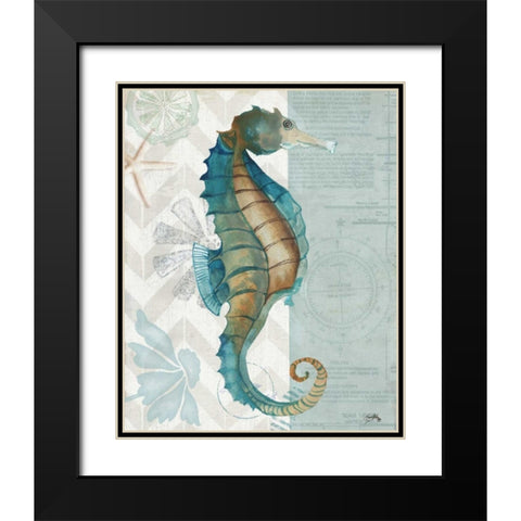 Nautical World II Black Modern Wood Framed Art Print with Double Matting by Medley, Elizabeth