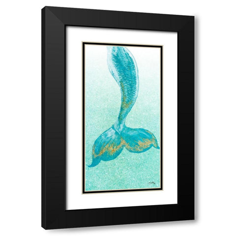 Sparkle Mermaid Tail Black Modern Wood Framed Art Print with Double Matting by Medley, Elizabeth