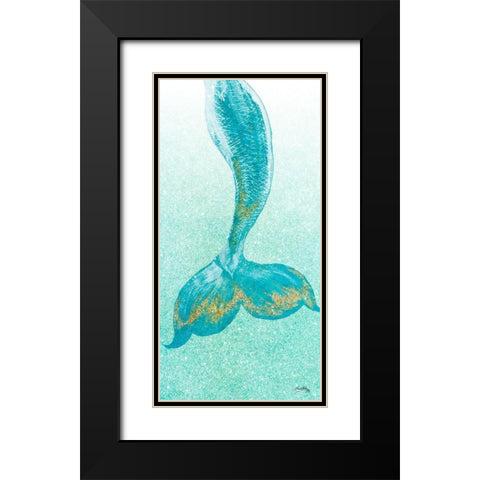 Sparkle Mermaid Tail Black Modern Wood Framed Art Print with Double Matting by Medley, Elizabeth