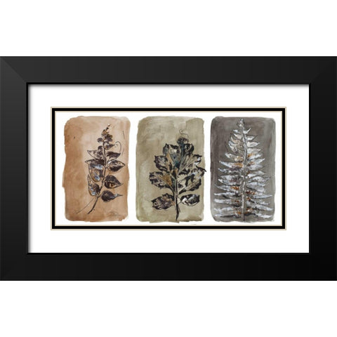 Watercolor Sepia Leaves II Black Modern Wood Framed Art Print with Double Matting by Pinto, Patricia