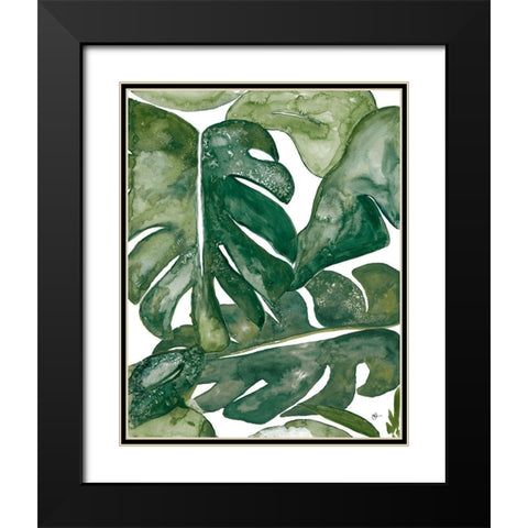 Green Plant Party I Black Modern Wood Framed Art Print with Double Matting by Papa, Kat
