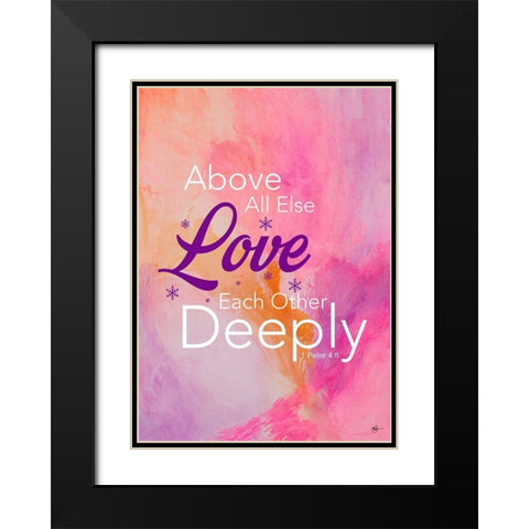 Love Deeply Black Modern Wood Framed Art Print with Double Matting by Papa, Kat