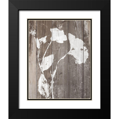 Brown Floral Whisper on Wood Background II Black Modern Wood Framed Art Print with Double Matting by Loreth, Lanie