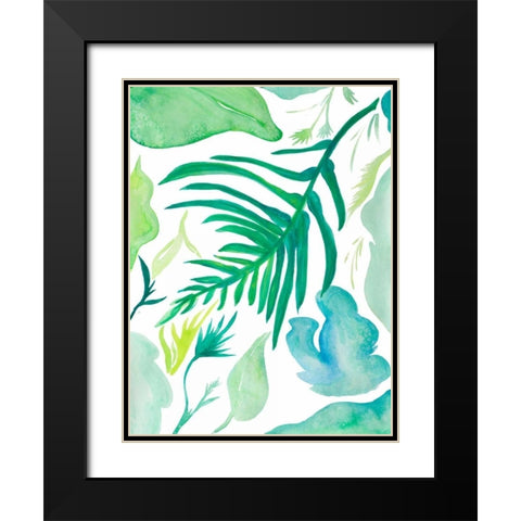 Green Water Leaves I Black Modern Wood Framed Art Print with Double Matting by Papa, Kat