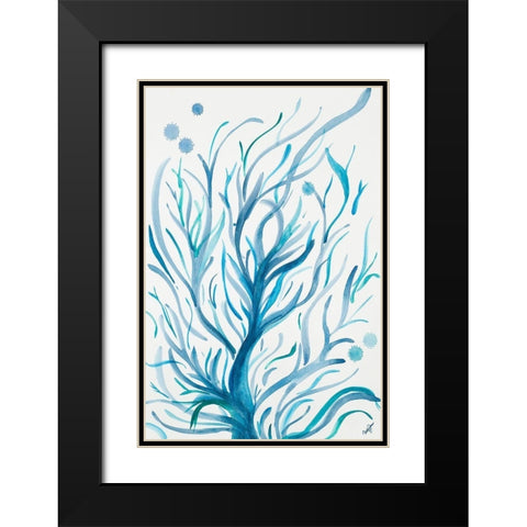 Blue Dancing Tree Black Modern Wood Framed Art Print with Double Matting by Papa, Kat