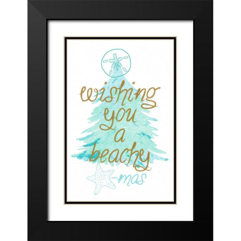 Beachy Xmas Black Modern Wood Framed Art Print with Double Matting by James, Nola