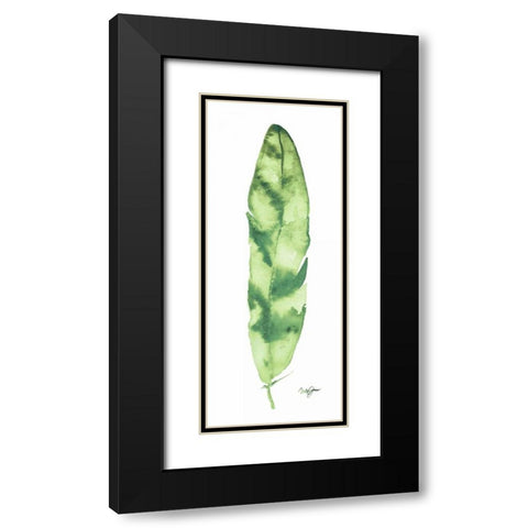 Green Feather Black Modern Wood Framed Art Print with Double Matting by James, Nola