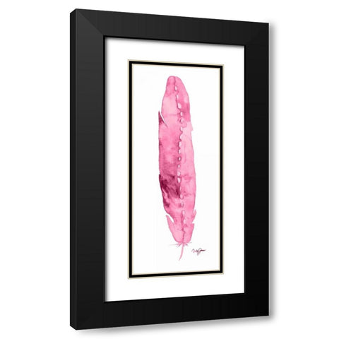 Pink Feather Black Modern Wood Framed Art Print with Double Matting by James, Nola