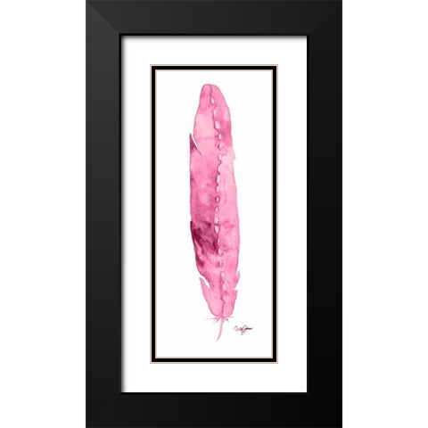 Pink Feather Black Modern Wood Framed Art Print with Double Matting by James, Nola