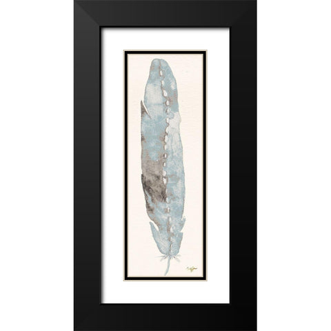 Single Feather III Black Modern Wood Framed Art Print with Double Matting by James, Nola