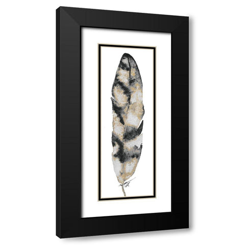Black and Gold Feather Black Modern Wood Framed Art Print with Double Matting by James, Nola