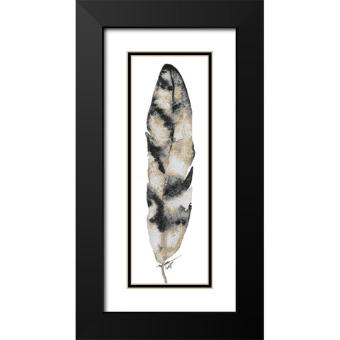 Black and Gold Feather Black Modern Wood Framed Art Print with Double Matting by James, Nola