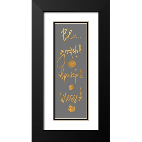 Grateful Thankful Blessed Panel Black Modern Wood Framed Art Print with Double Matting by SD Graphics Studio