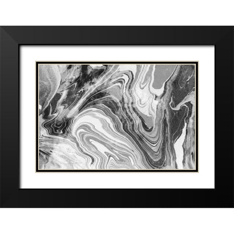 Marbling BW Black Modern Wood Framed Art Print with Double Matting by Peck, Gail